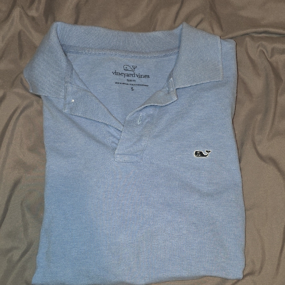 Vineyard Vines Men’s Sky Blue Polo with Whale Logo